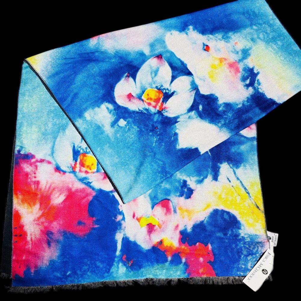 NEW Jessica McClintock BOLD HAPPY FLORAL PRINT Shawl Wrap 78x23 Poly/Rayon SOFT